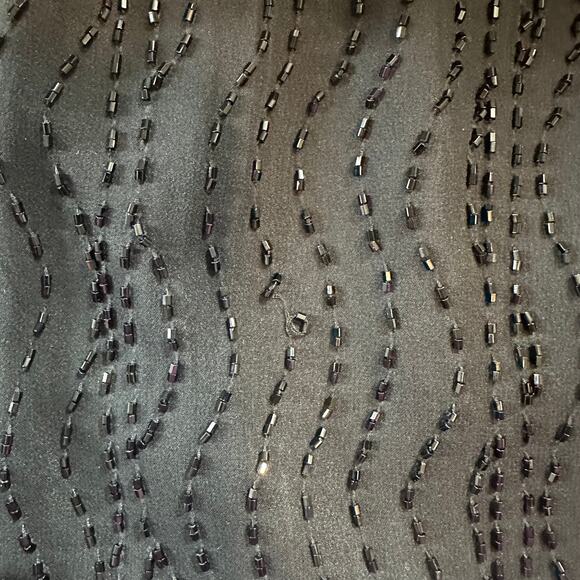 Vintage Oleg Cassini Silk Beaded Sequin Top Skirt Set Black 10 Gatsby Flapper - Picture 13 of 16